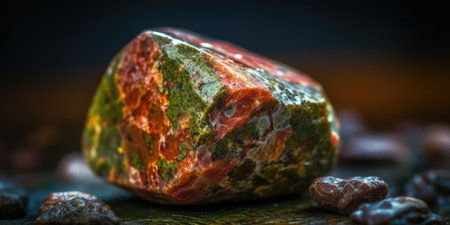 Photo of the mineral stone unakite close-up, macro. Generative AIの素材