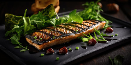 Fried fish in a restaurant close-up of a dish. Generative AIの素材