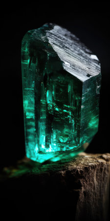 Photo of emerald mineral stone close up, macro. Generative AIの素材