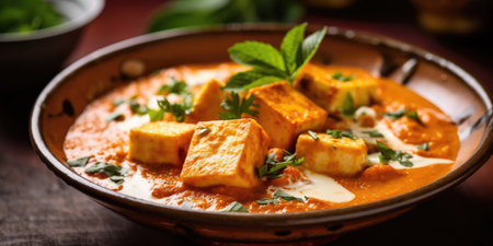 Delicious paneer bater masala dish in an Indian restaurant. Generative AIの素材