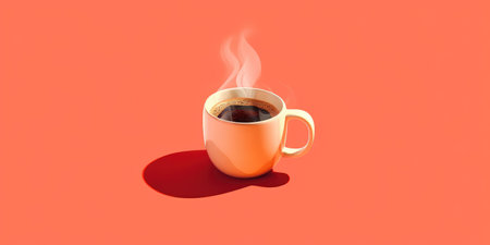 Illustration Cup of fragrant cappuccino on the table close-up. Pastel background. Generative AIの素材