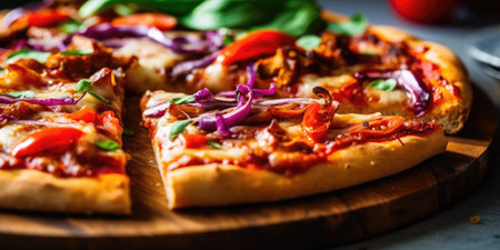 Tasty Italian pizza close-up. Generative AIの素材