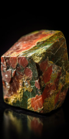 Photo of the mineral stone unakite close-up, macro. Generative AIの素材