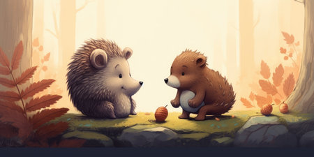 Illustration Animals cartoon. Friendship Day, the world holiday of human connections. Generative AIの素材