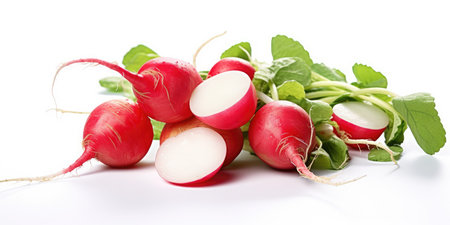 Radish close-up on a white background. Generative AIの素材