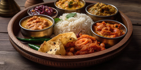 Indian national food close up. Generative AIの素材