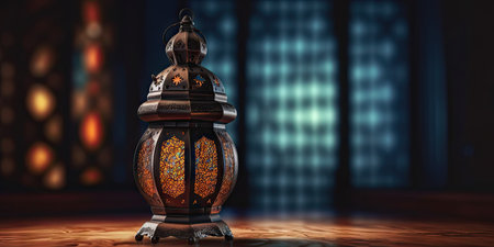 Vintage arabic lantern, theme of Eid-al-Adha, the Feast of Sacrifice. Generative AIの素材