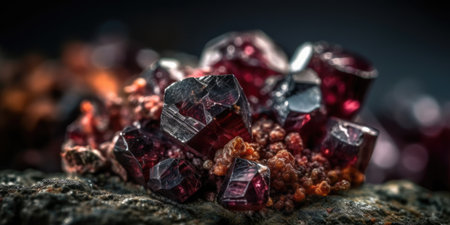 Close-up photo of the mineral stone garnet, macro. High quality photo. Generative AIの素材