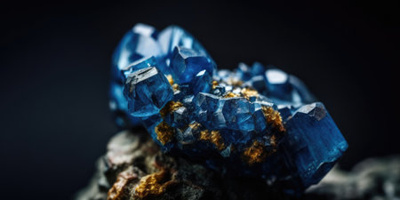Mineral stone corundum blue close-up. High quality photo. Generative AIの素材