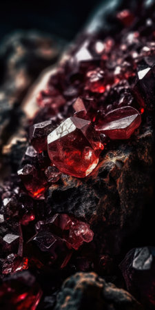 Close-up photo of the mineral stone garnet, macro. High quality photo. Generative AIの素材