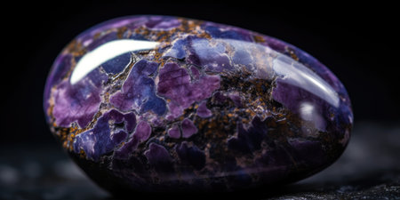 Photo of the mineral stone charoite close-up, macro. High quality photo. Generative AIの素材