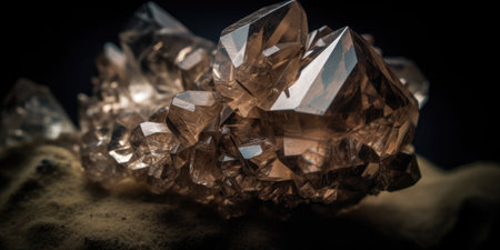 Closeup photo of mineral smoky quartz, macro. High quality photo. Generative AIの素材