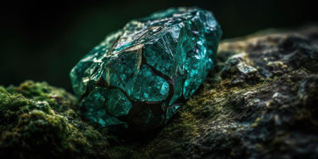 Closeup photo of beryl mineral stone, macro. High quality photo. Generative AIの素材