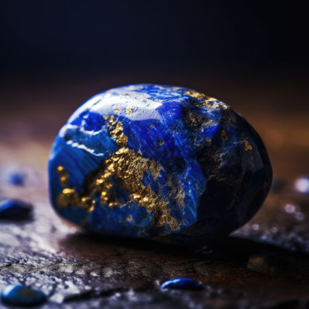 Closeup photo of lapis lazuli mineral stone, macro.High quality photo. Generative AI.の素材