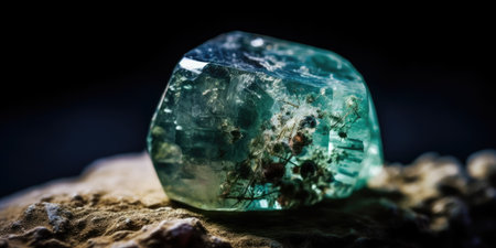 Closeup photo of beryl mineral stone, macro. High quality photo. Generative AIの素材