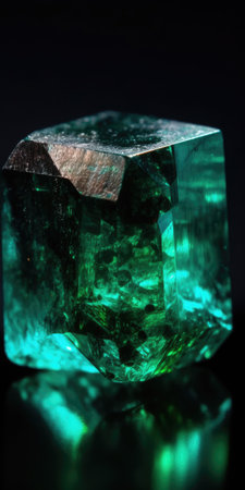 Photo of emerald mineral stone close up, macro. High quality photo. Generative AI.の素材