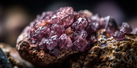 Photo of the mineral stone lepidolite close-up, macro. High quality photo. Generative AI.の素材