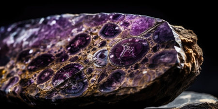Photo of the mineral stone charoite close-up, macro. High quality photo. Generative AIの素材