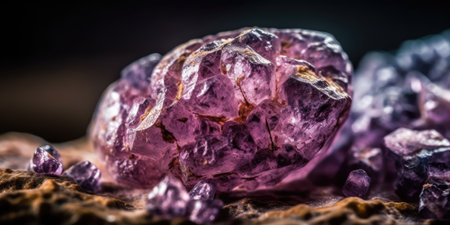 Photo of the mineral stone lepidolite close-up, macro. High quality photo. Generative AI.の素材