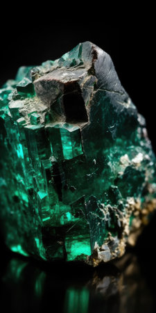 Photo of emerald mineral stone close up, macro. High quality photo. Generative AI.の素材