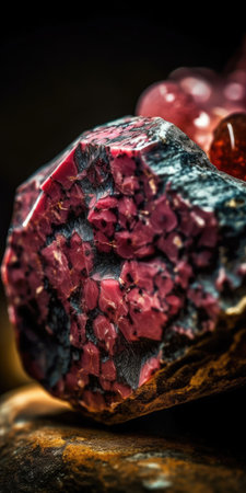 Photo of the mineral stone rhodolite close-up, macro. High quality illustration. Generative AIの素材