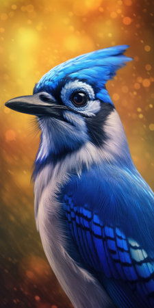 Blue jay on a branch. bird in the forest. ornithology. High quality photo. Generative AIの素材