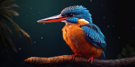 Bright image of a kingfisher in the forest. ornithology. High quality photo. Generative AIの素材