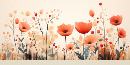 Simple illustration of flowers on a white background. High quality photo. Generative AIの素材