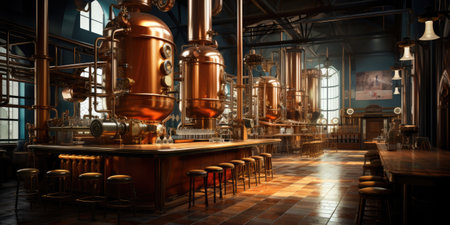 Factory for the production of beer. High quality photo. Generative AIの素材