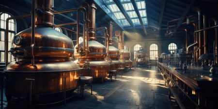 Factory for the production of beer. High quality photo. Generative AIの素材