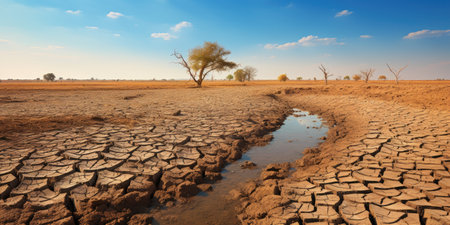 Drought, water and ecology problem. water scarcity. High quality photo. Generative AIの素材