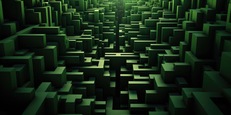 Abstract background, labyrinth in green color. High quality illustration. Generative AIの素材