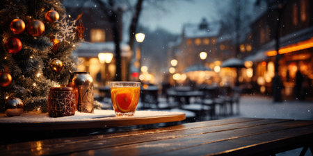 Christmas background, place for text or your product. wooden background. Generative AIの素材