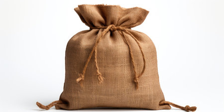 Textile - burlap sack isolated on white background. High quality photo. Generative AIの素材