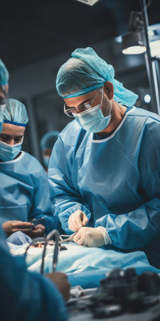 Medical Team Performing Surgical Operation in Operating Room,Medicine theme. Generative AIの素材