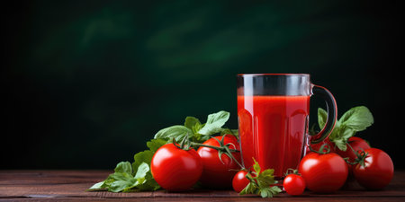 Fresh Tomato Juice in a glass on the table. harvesting. High quality photo. Generative AIの素材