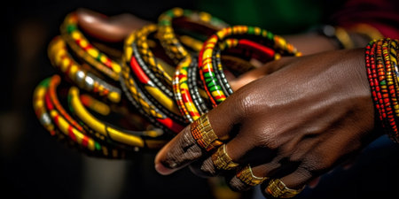 illustration on the theme of African national ornaments, national colors of Africa, freedom day, Generative AIの素材