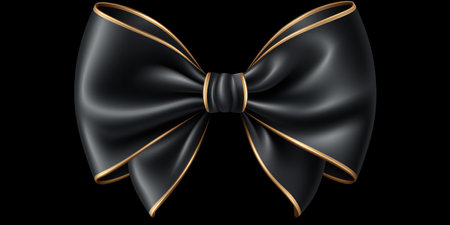 exquisite men's black silk bow tie on a black background. High quality photo. Generative AIの素材