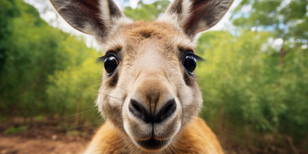 Funny and cute kangaroo close-up, animals of Australia.の素材