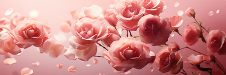 Beautiful roses on a pink background, shot for a postcard or poster.の素材