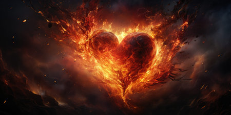 Fiery heart. Valentine's day theme.の素材