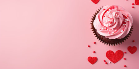 Sweet cupcake, space for text. Valentine's day theme.の素材