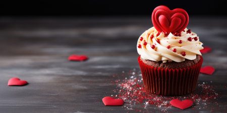 Sweet cupcake, space for text. Valentine's day theme.の素材