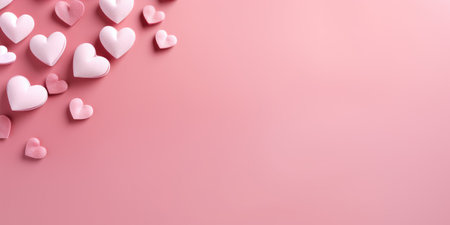 Pink hearts on a pink background, space for text. Valentine's day theme.の素材