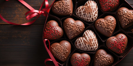 Chocolate for Valentine's Day. Sweets close-up.の素材