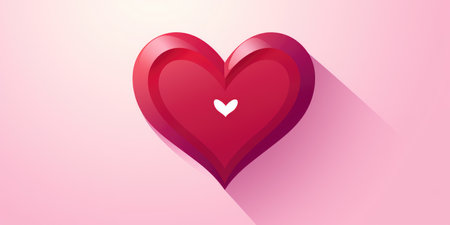 Simple heart on a light background, top view, space for text. Valentine's day theme.の素材