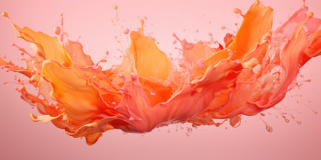 Waves of abstract peach paint, color, splashes in 2024 color.の素材