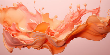 Waves of abstract peach paint, color, splashes in 2024 color.の素材