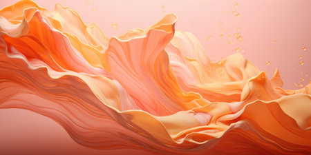 Waves of abstract peach paint, color, splashes in 2024 color.の素材