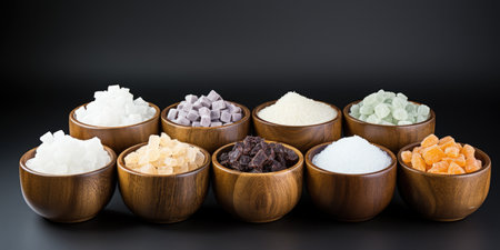 Many different types of sugar. Concept of food products.の素材